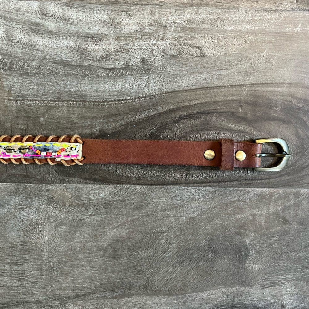 Boho leather belt - fits a medium!